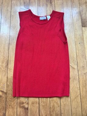 Liz Claiborne Bright Red Ribbed Sleeveless Top